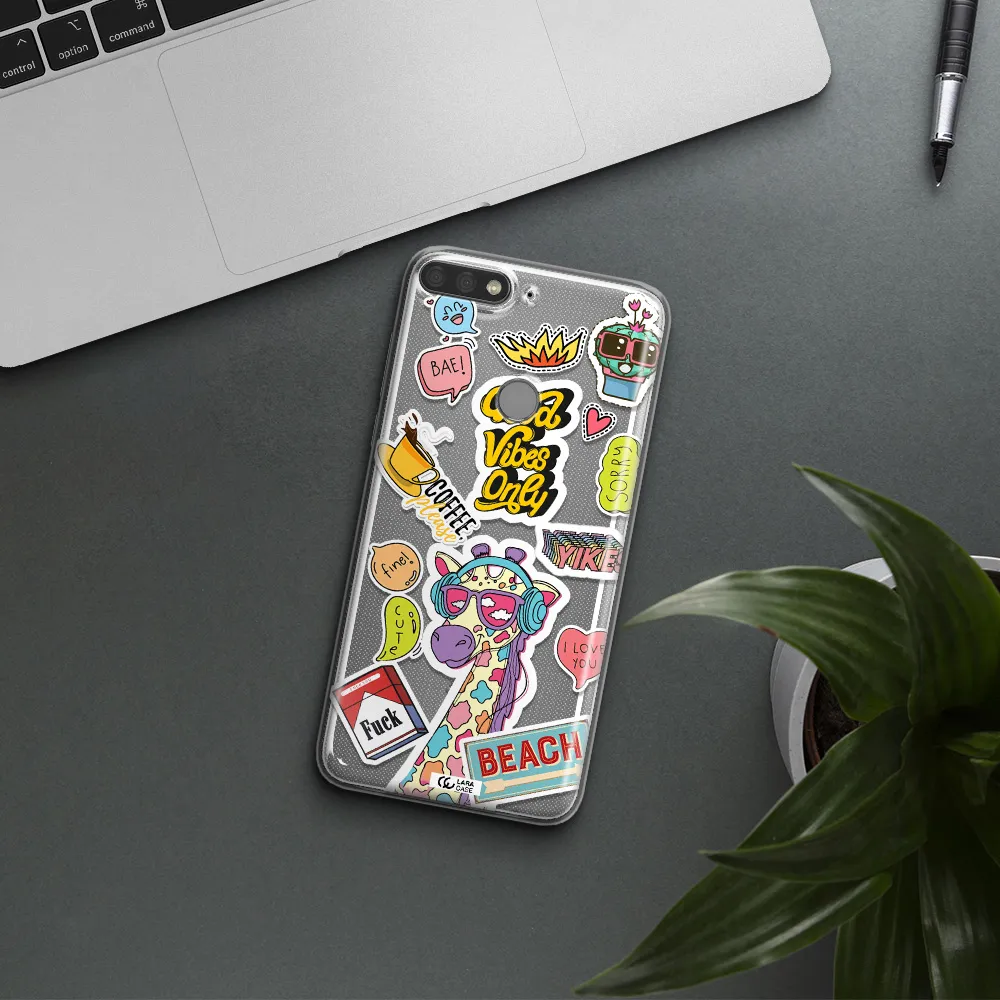 Giraffe Sticker Huawei Y7 Prime 2018 Clear TPU Case