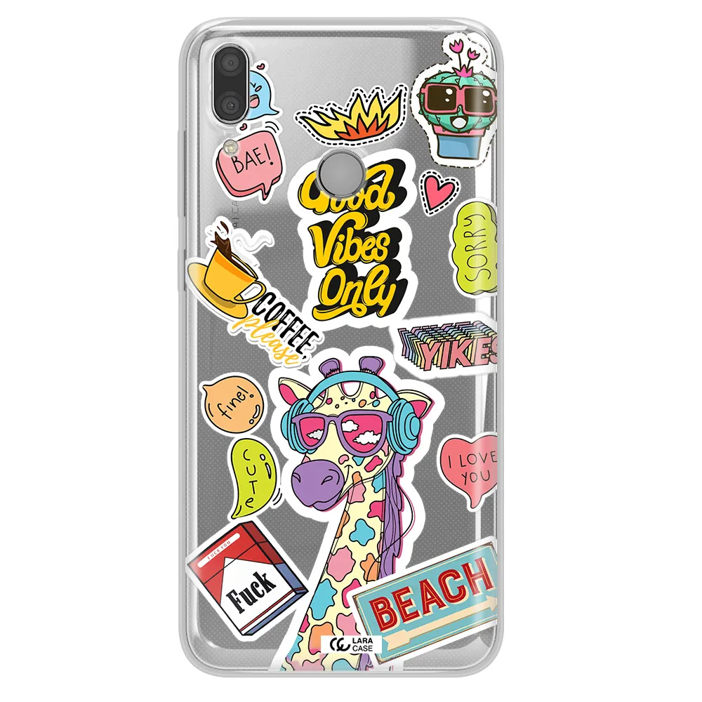 Giraffe Sticker Huawei Y9 2019 Clear TPU Case