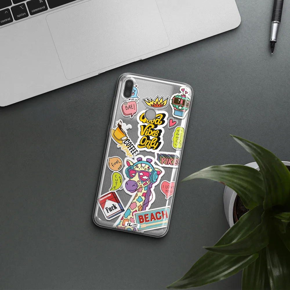 Giraffe Sticker Huawei Y9 2019 Clear TPU Case