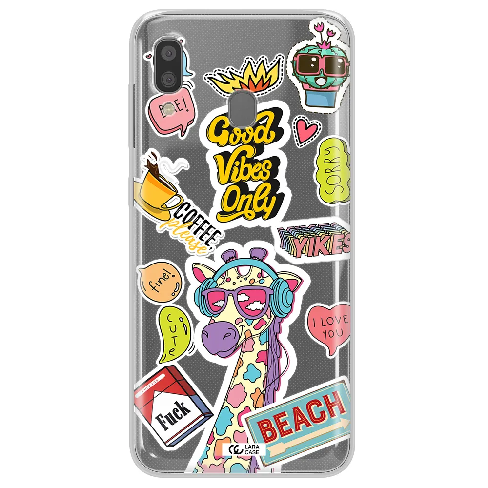 Giraffe Sticker Samsung A20 Clear TPU Case