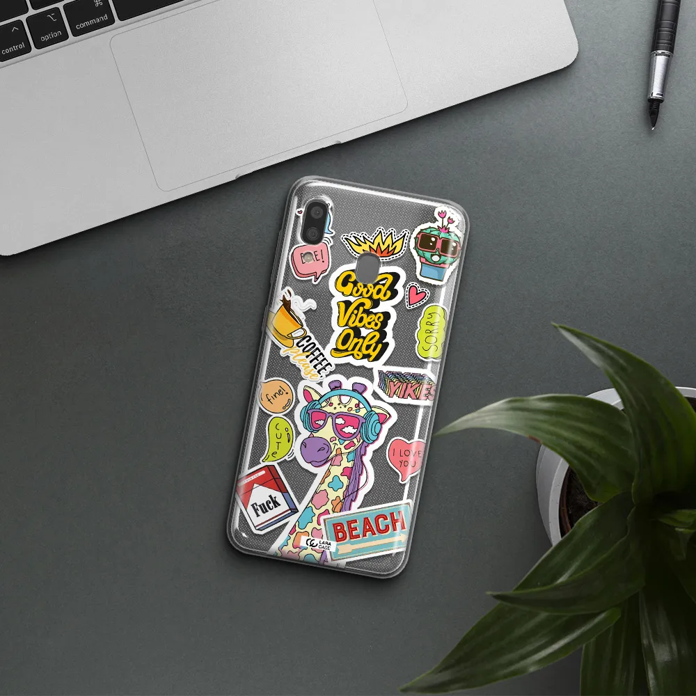 Giraffe Sticker Samsung A20 Clear TPU Case