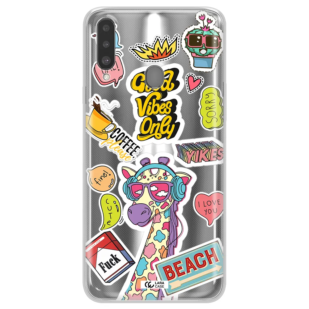 Giraffe Sticker Samsung A20S Clear TPU Case
