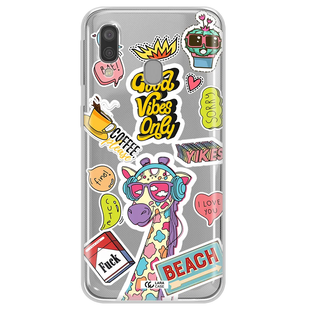 Giraffe Sticker Samsung A40 Clear TPU Case