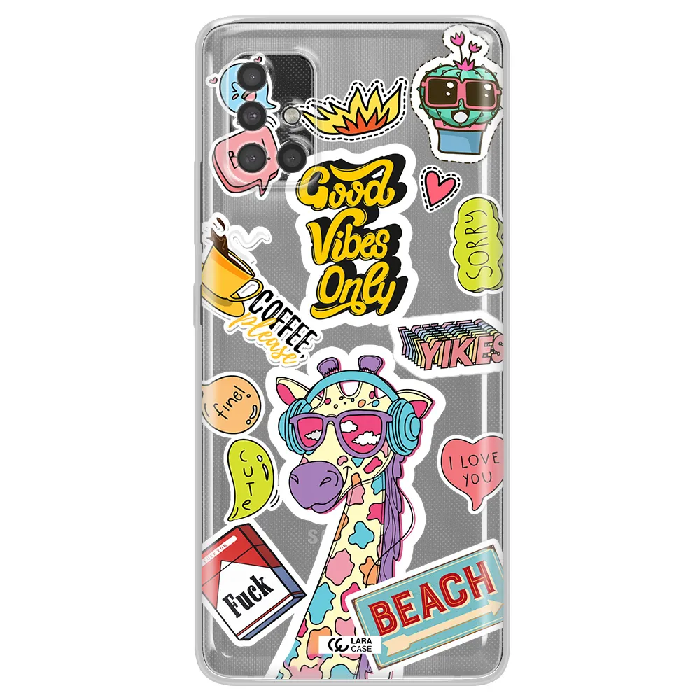 Giraffe Sticker Samsung A40S Clear Tpu Case