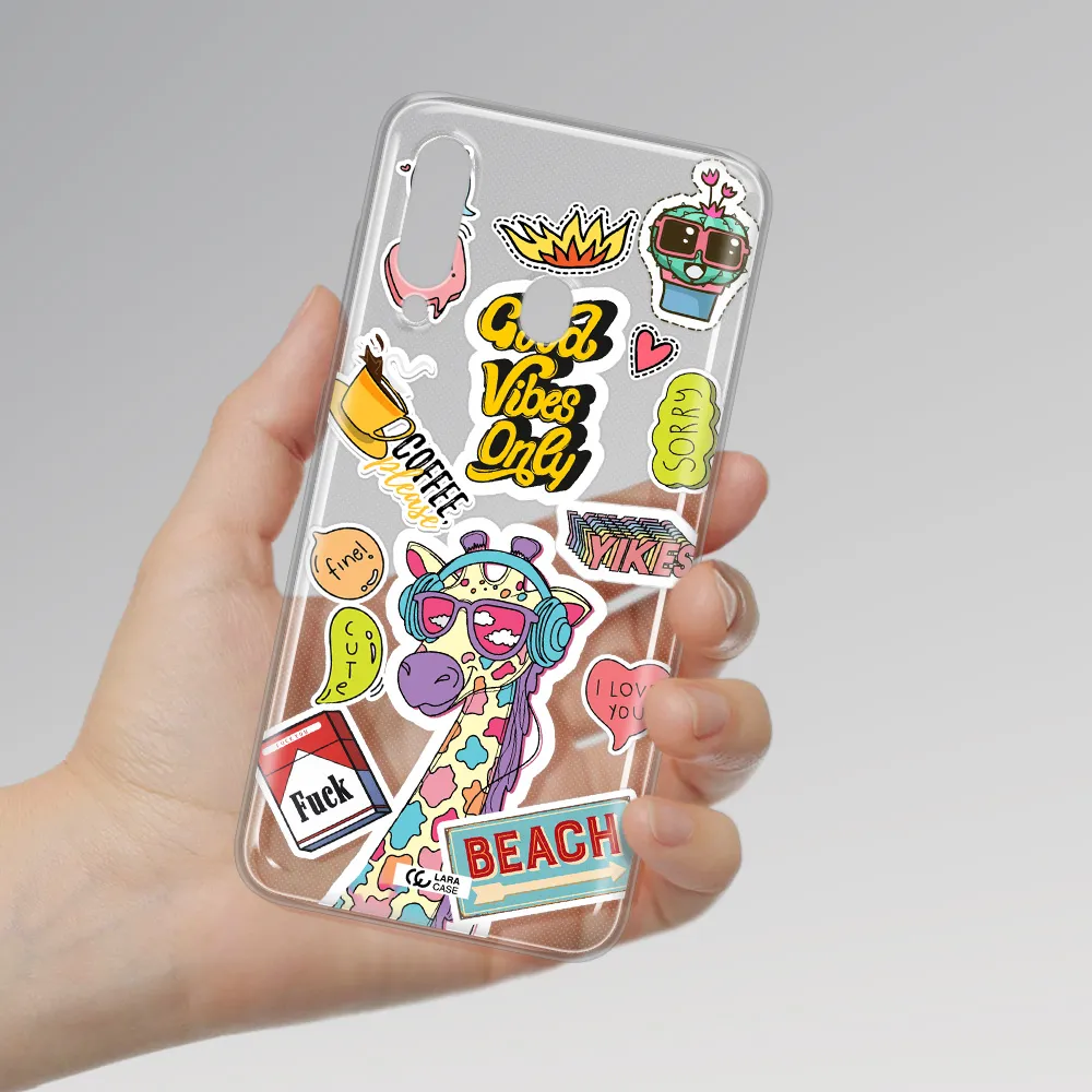 Giraffe Sticker Samsung A60 Clear TPU Case