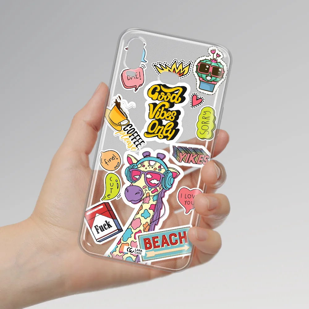 Giraffe Sticker Samsung A6S Clear TPU Case