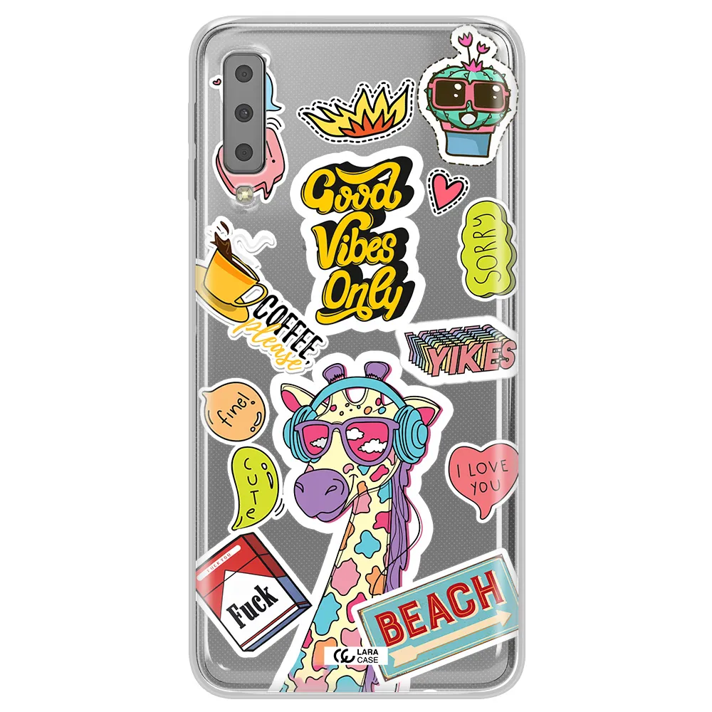 Giraffe Sticker Samsung A7 2018 Clear TPU Case