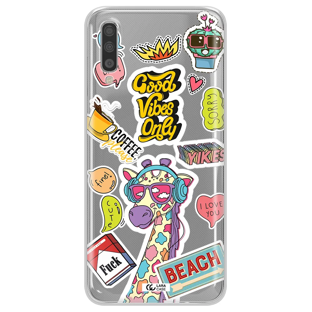 Giraffe Sticker Samsung A70S Clear Tpu Case