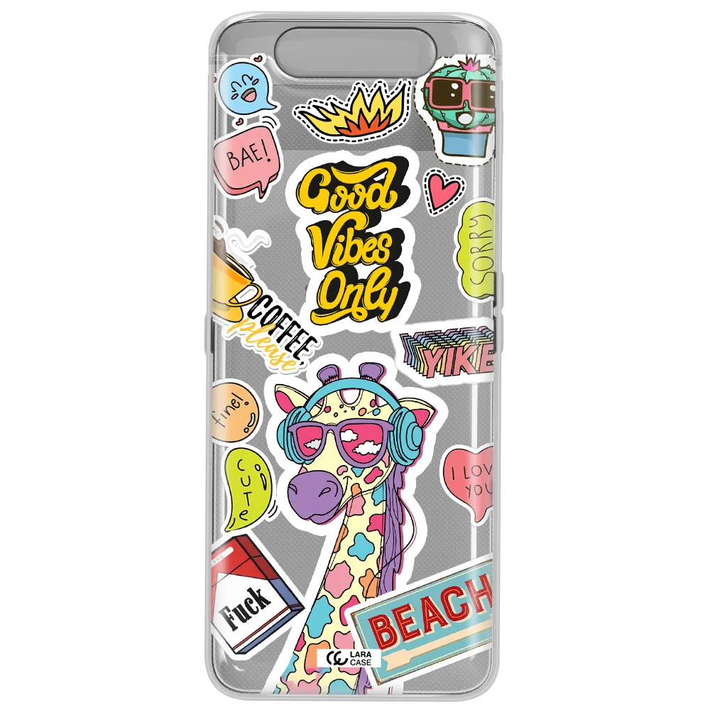 Giraffe Sticker Samsung A80 Clear TPU Case
