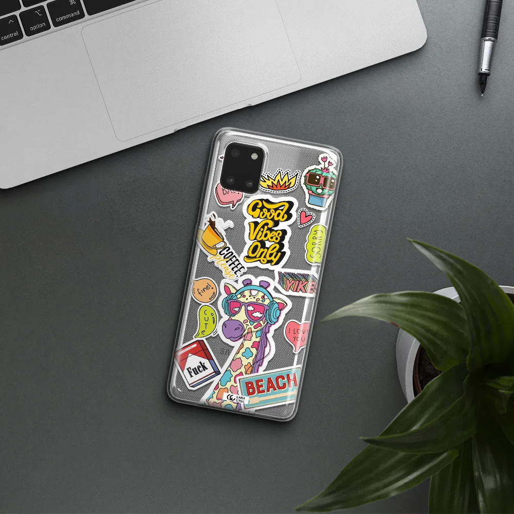 Giraffe Sticker Samsung A81 Clear TPU Case