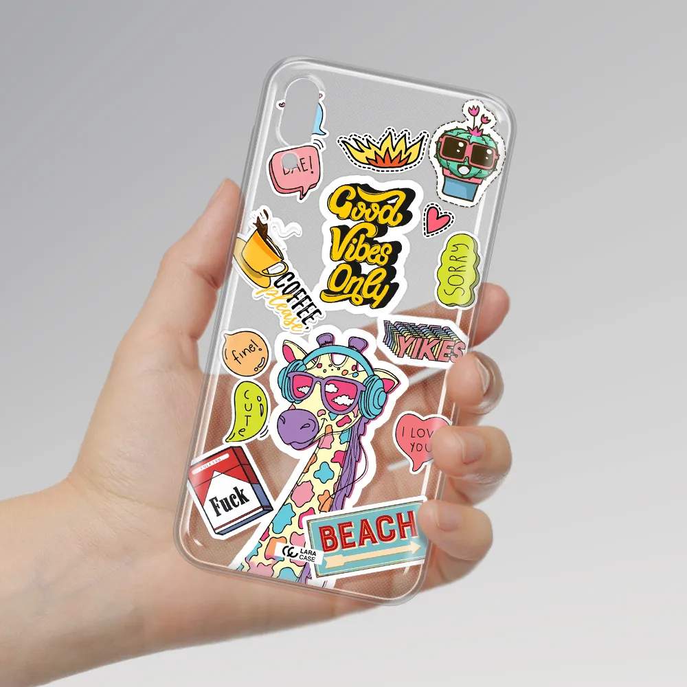 Giraffe Sticker Samsung M10 Clear TPU Case