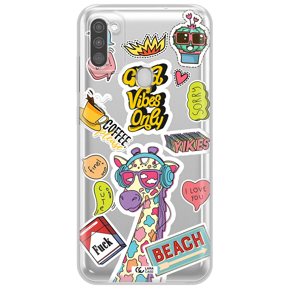 Giraffe Sticker Samsung M11 Clear TPU Case