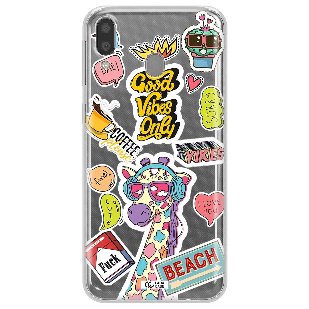 Giraffe Sticker Samsung M20 Clear TPU Case