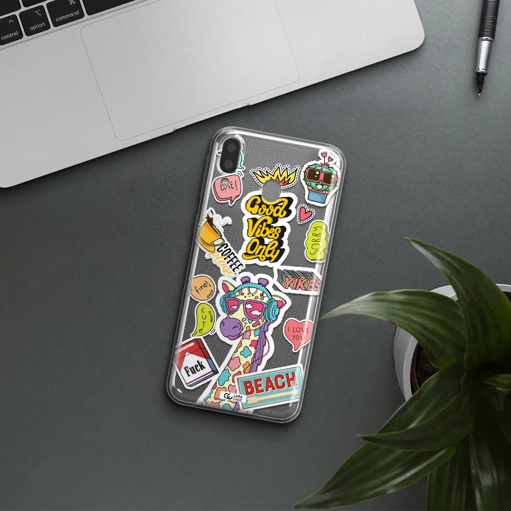 Giraffe Sticker Samsung M20 Clear TPU Case