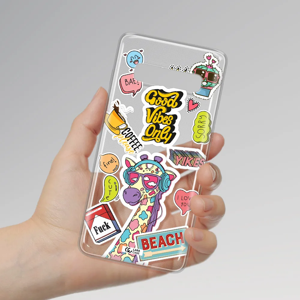 Giraffe Sticker Samsung S10 Clear TPU Case