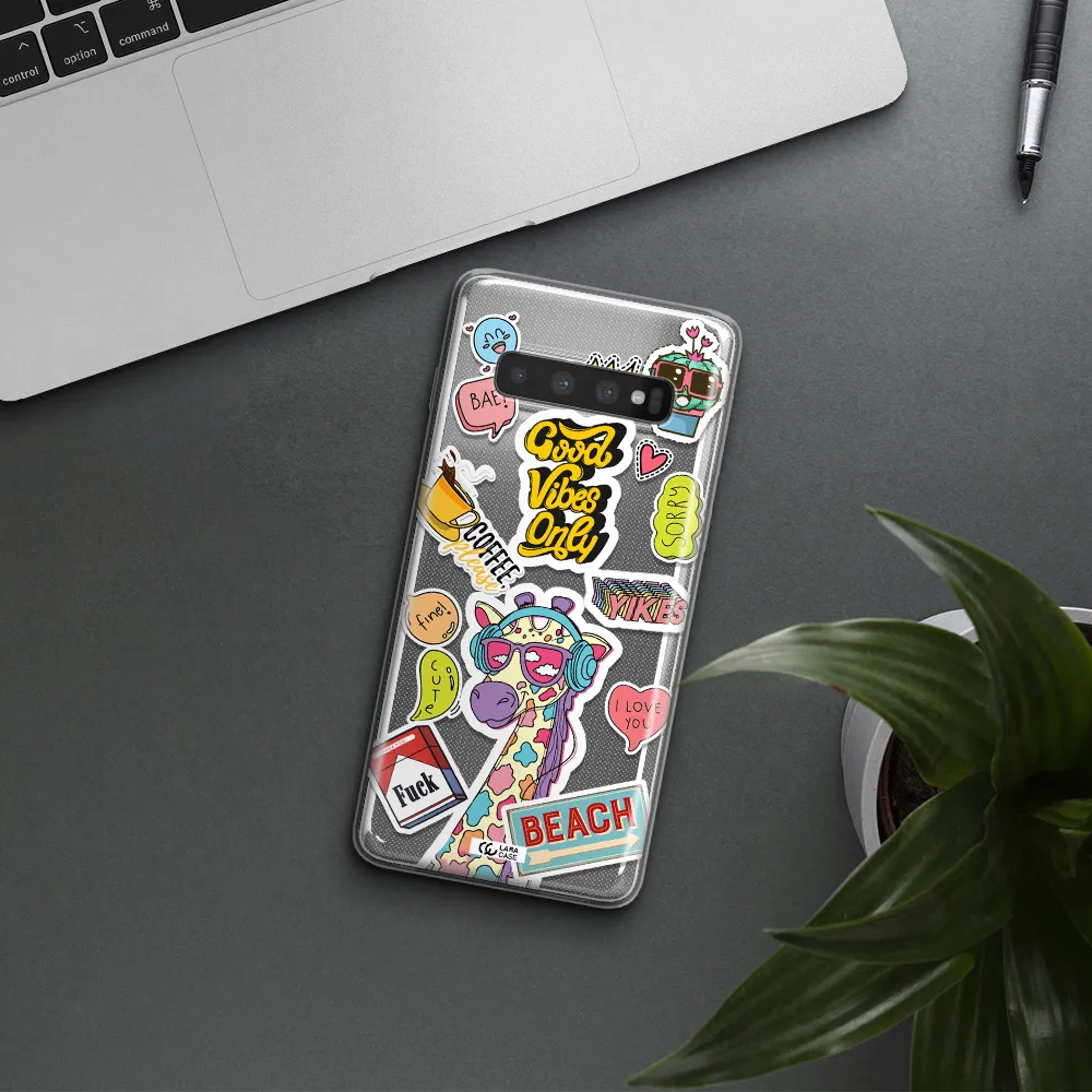 Giraffe Sticker Samsung S10 Clear TPU Case