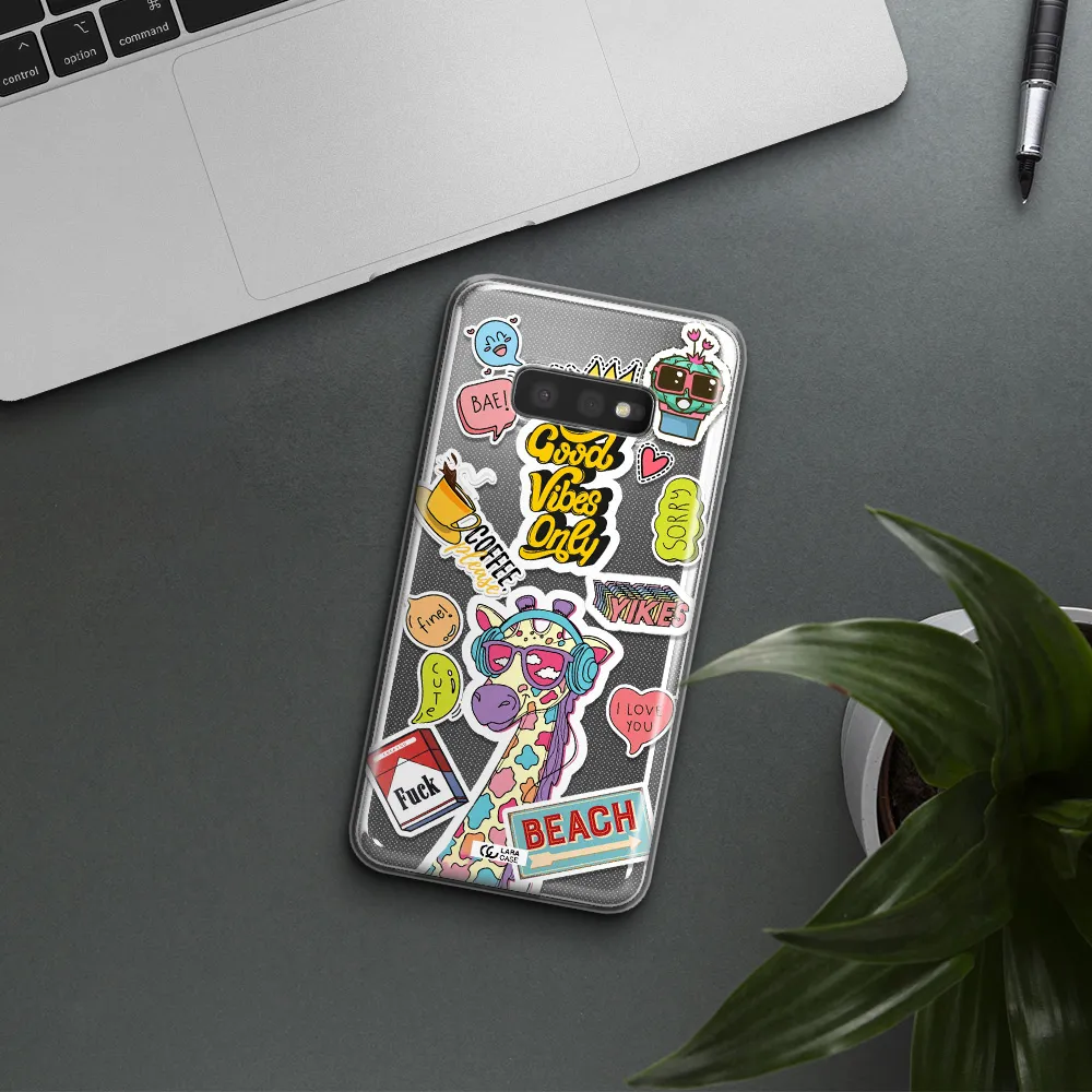 Giraffe Sticker Samsung S10e Clear TPU Case