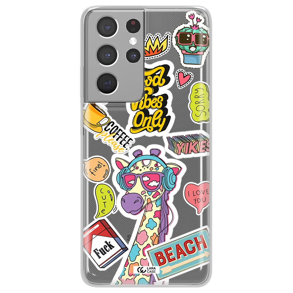Giraffe Sticker Samsung S21 Ultra Clear TPU Case