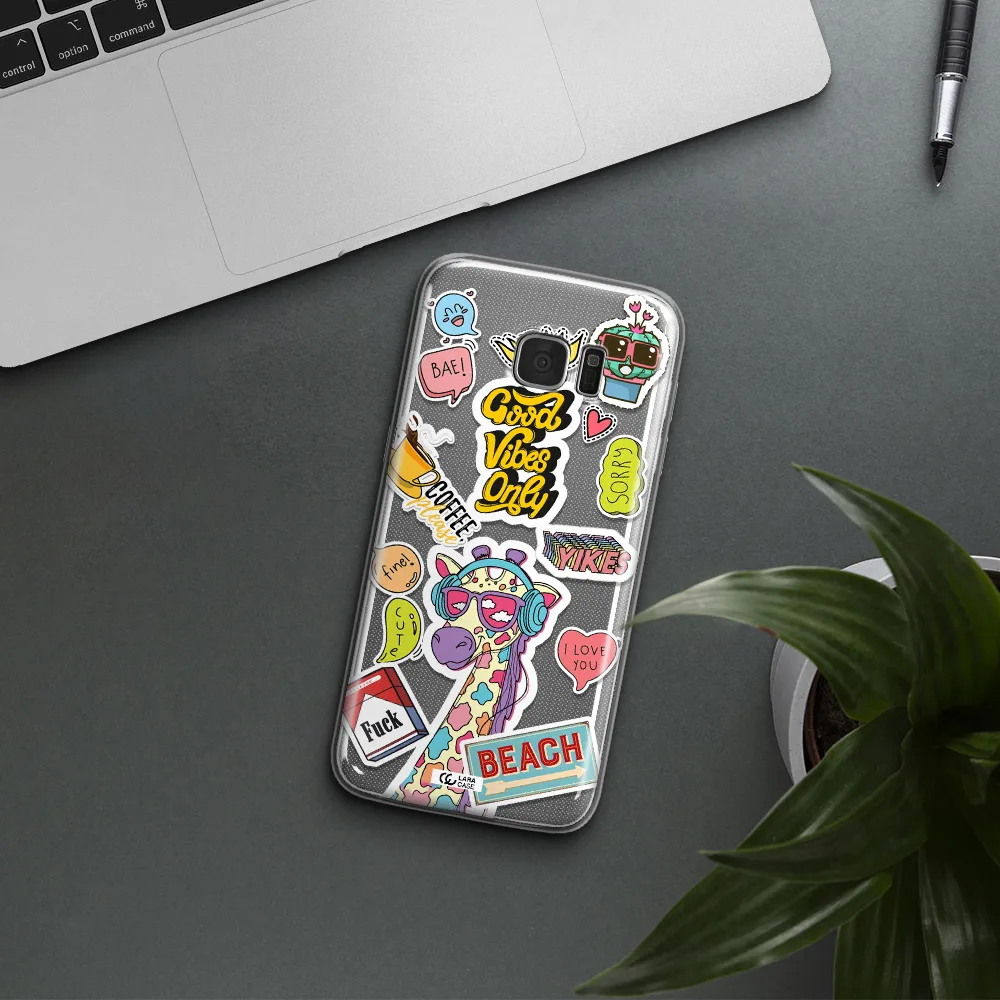Giraffe Sticker Samsung S7 Edge Clear TPU Case