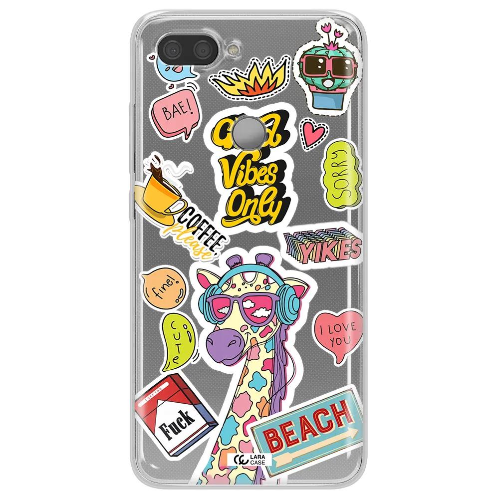 Giraffe Sticker Xiaomi Mi 8 Lite Clear TPU Case
