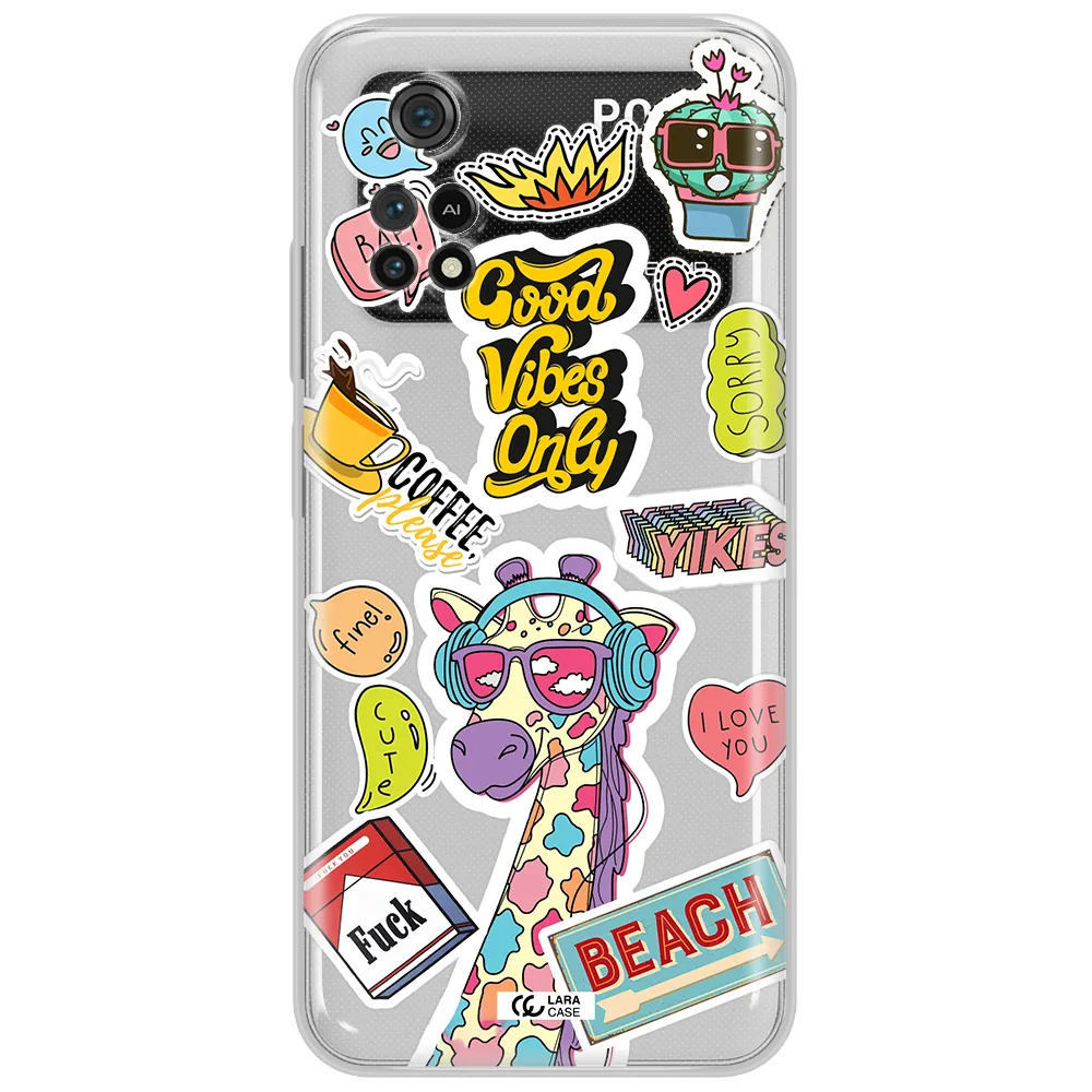 Giraffe Sticker Xiaomi Poco M4 Pro 4G Clear Tpu Case