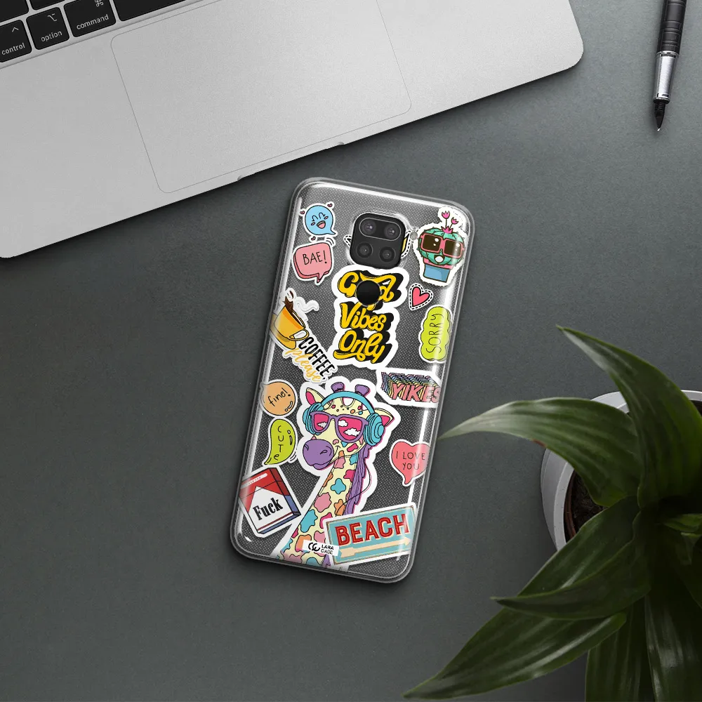 Giraffe Sticker Xiaomi Redmi Note 9 Clear TPU Case