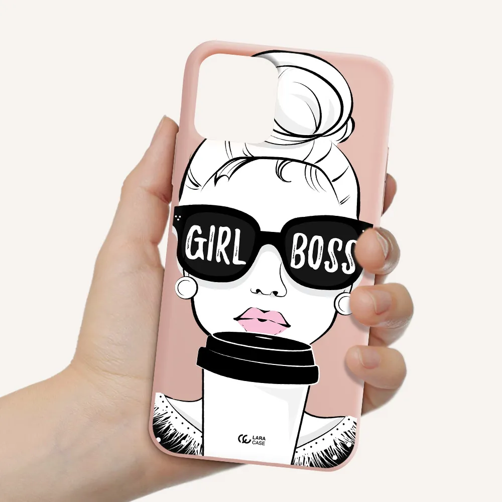 Girl Boss Apple iPhone 11 pro max Silicone pastel pink Case