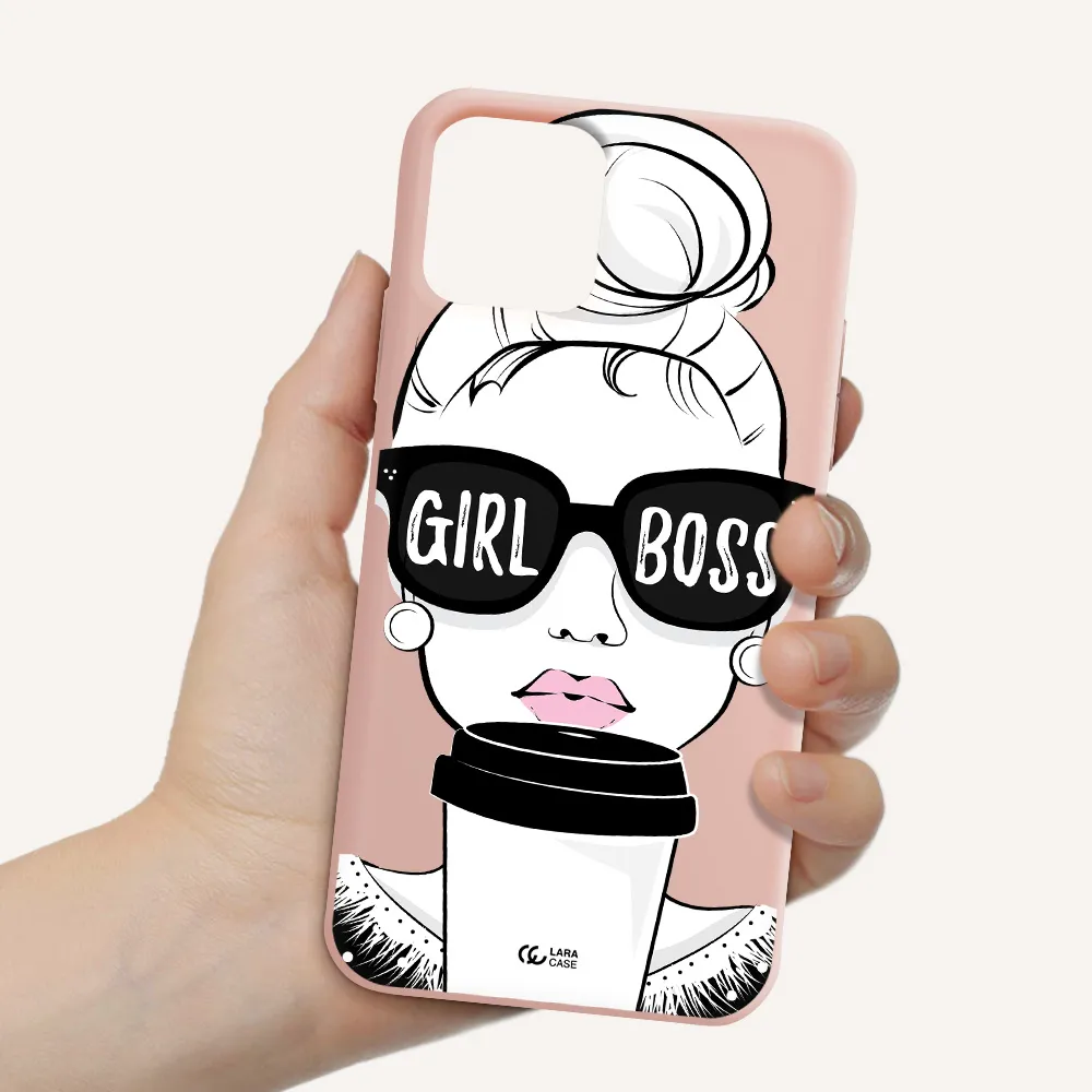 Girl Boss Apple iPhone 11 pro Silicone pastel pink Case