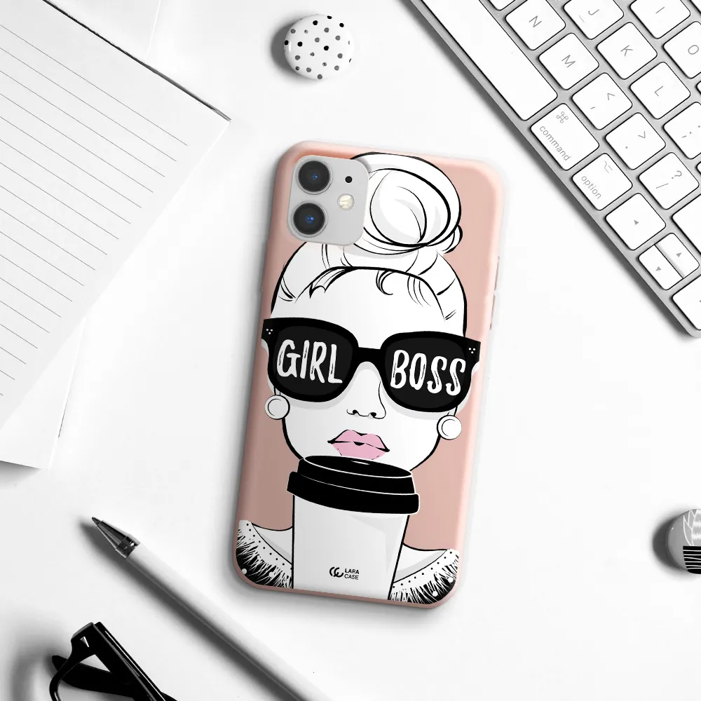 Girl Boss Apple iPhone 11 Silicone pastel pink Case