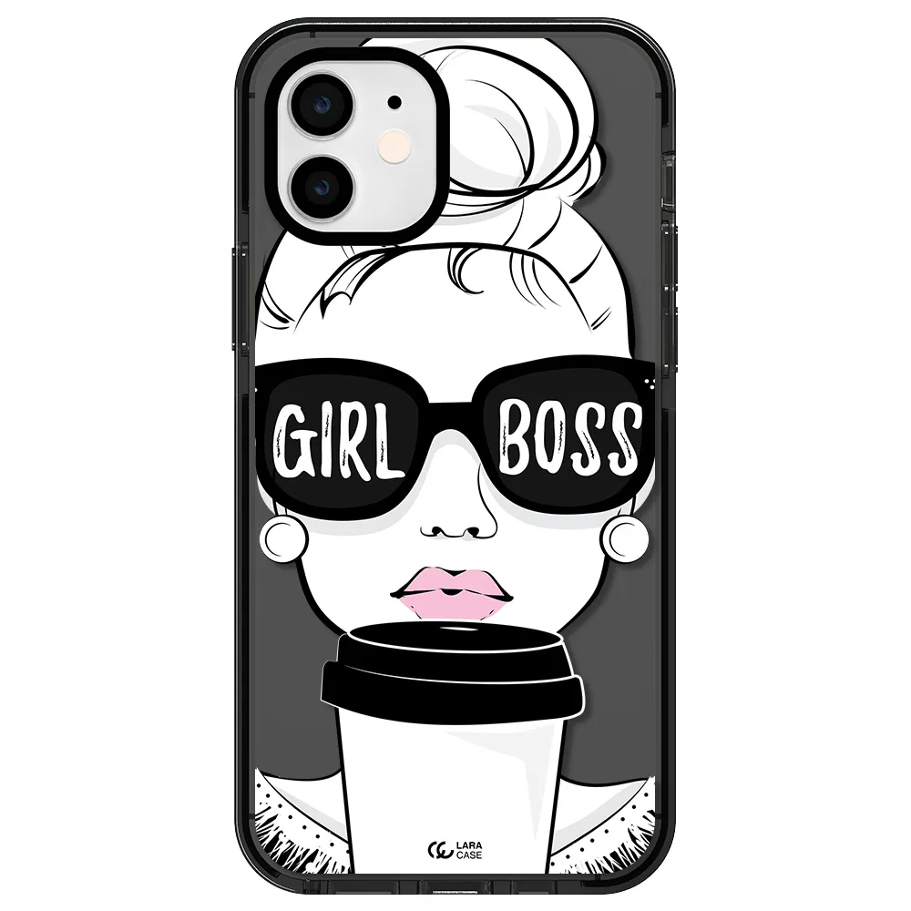 Girl Boss Apple iPhone 12 impact Smoke Black Case