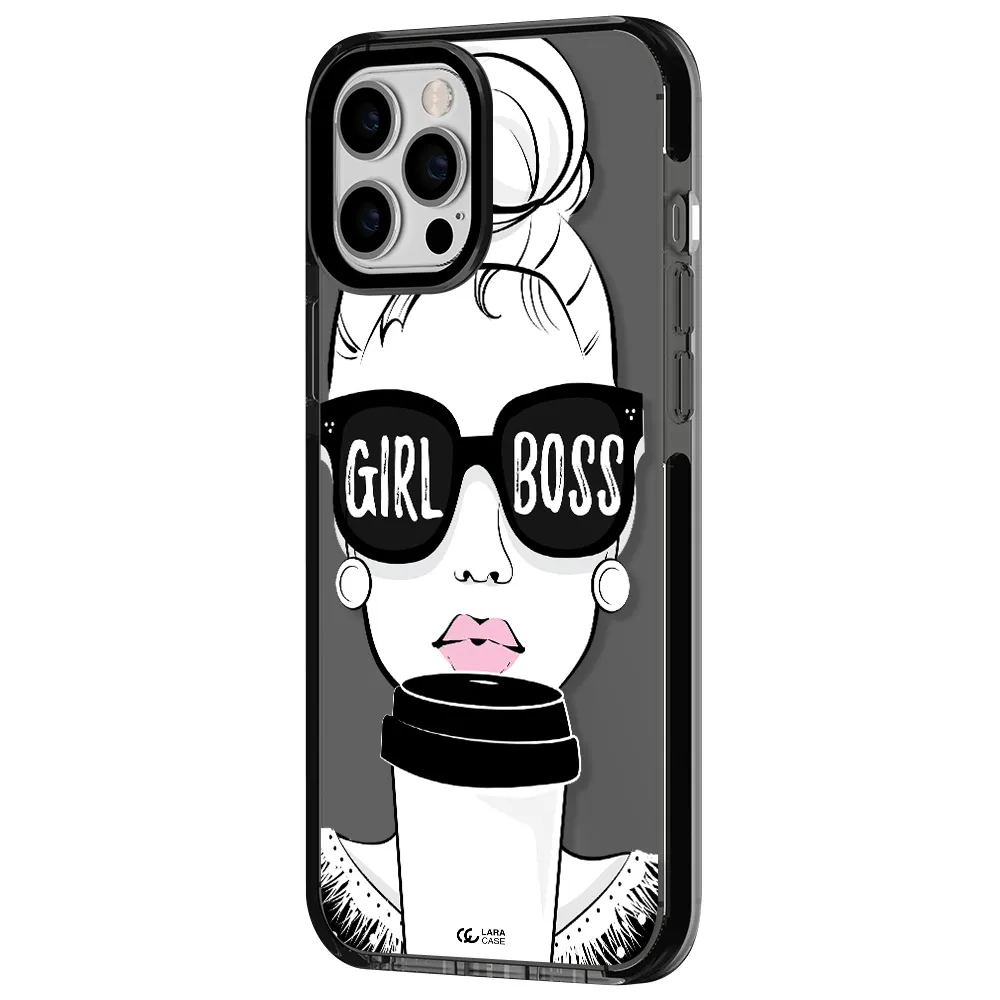 Girl Boss Apple iPhone 12 pro max impact Smoke Black Case