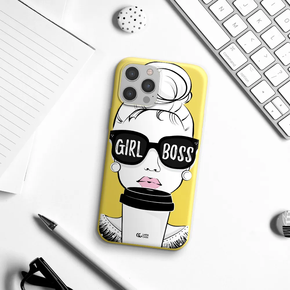 Girl Boss Apple iPhone 12 pro max Silicone canary yellow Case