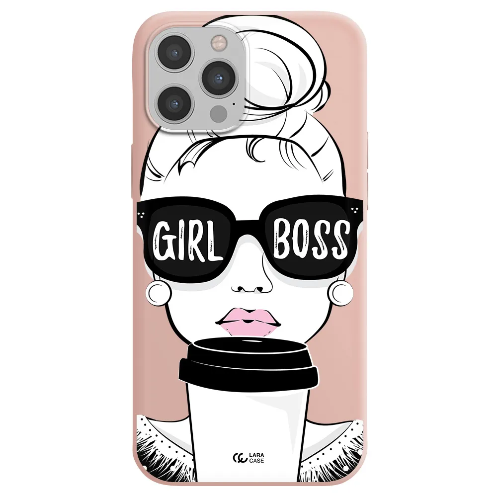 Girl Boss Apple iPhone 12 pro Silicone pastel pink Case