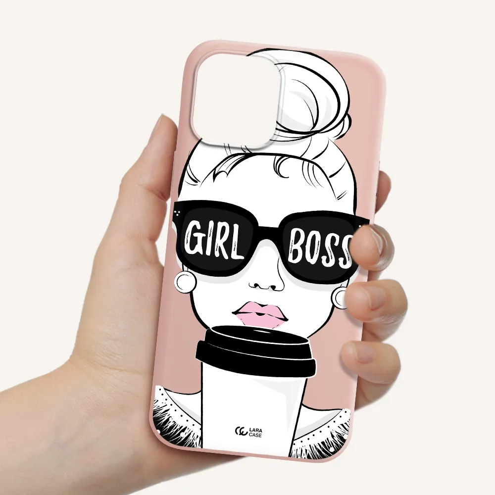 Girl Boss Apple iPhone 12 pro Silicone pastel pink Case