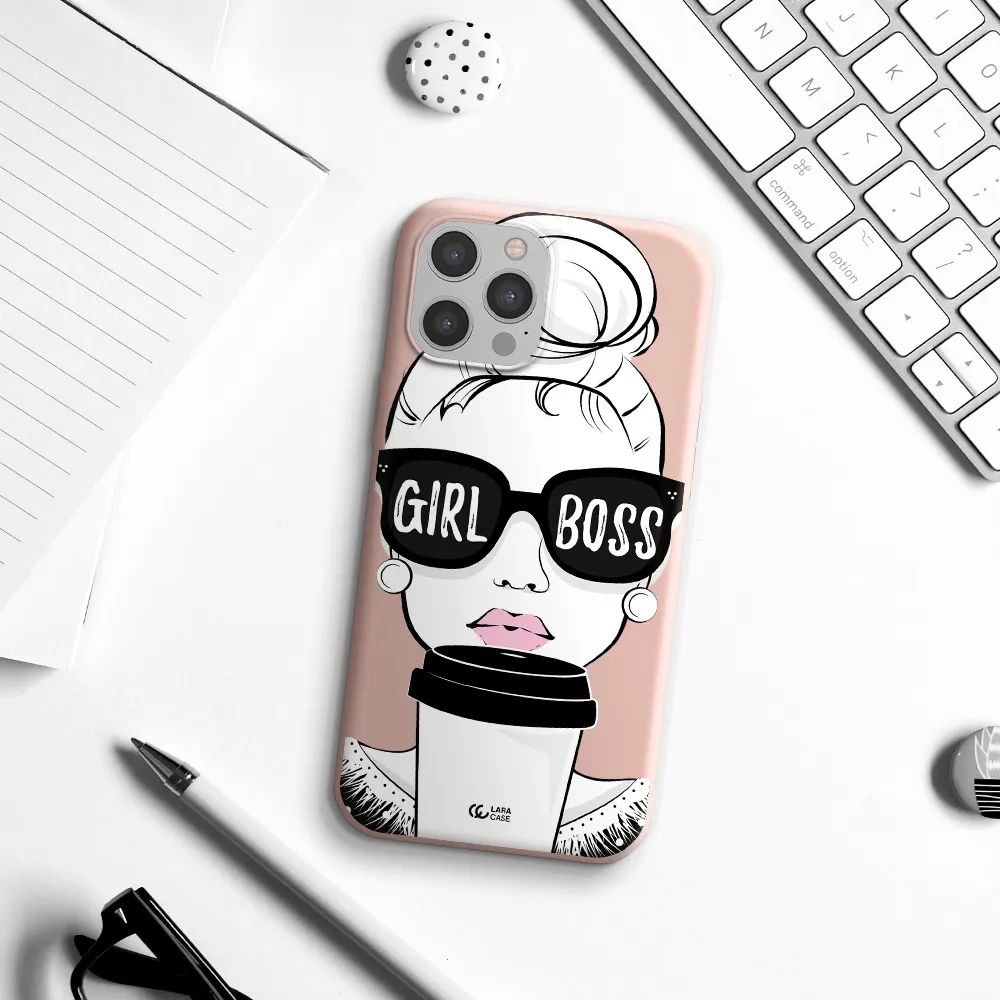 Girl Boss Apple iPhone 12 pro Silicone pastel pink Case