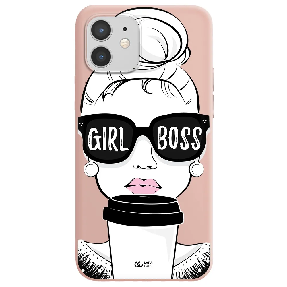 Girl Boss Apple iPhone 12 Silicone pastel pink Case