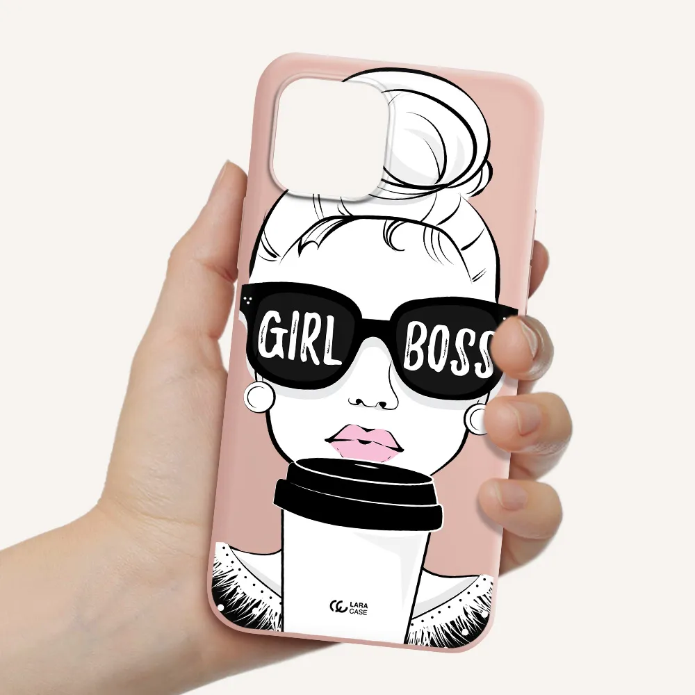 Girl Boss Apple iPhone 12 Silicone pastel pink Case
