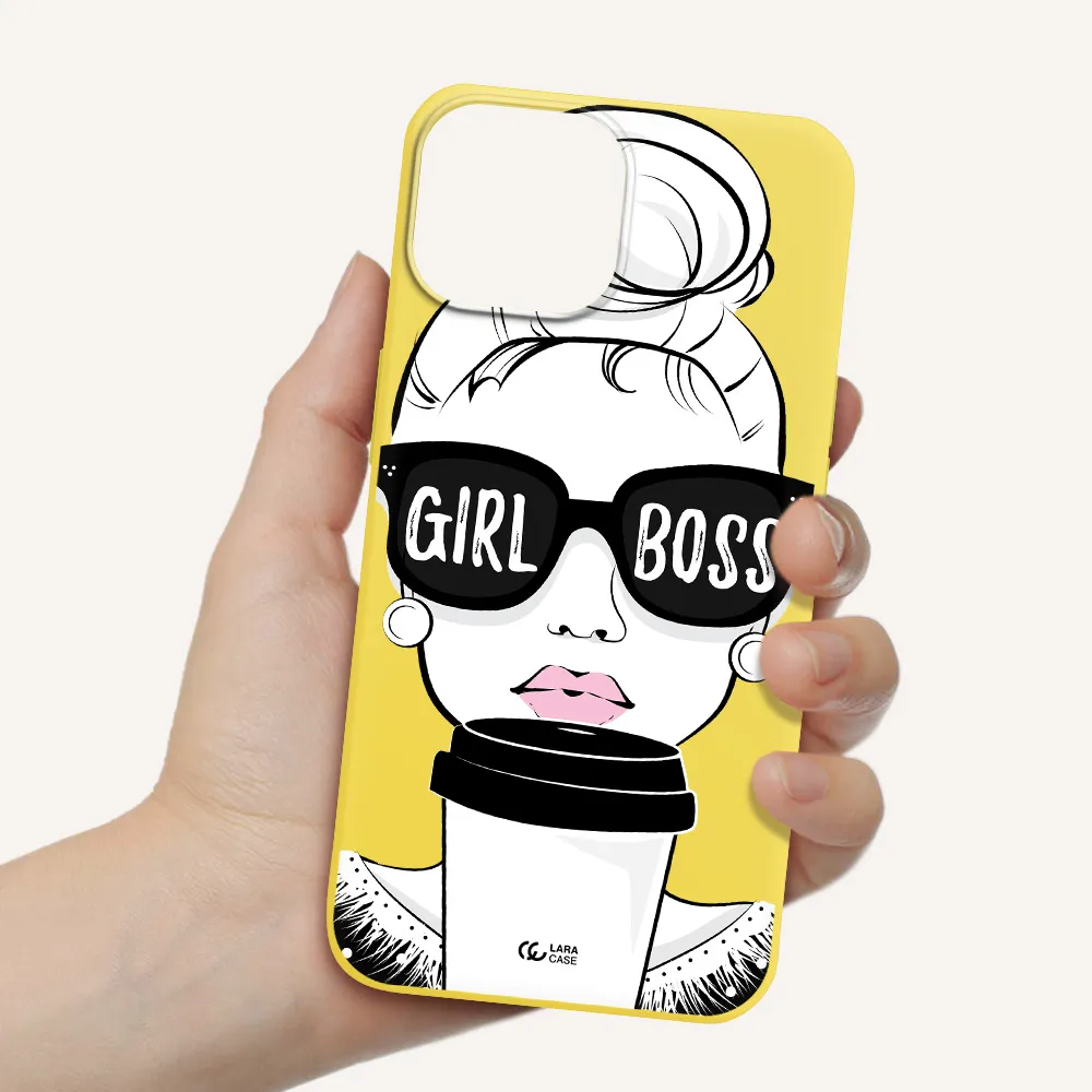 Girl Boss Apple iPhone 13 mini Silicone canary yellow Case