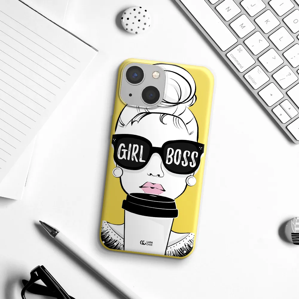 Girl Boss Apple iPhone 13 mini Silicone canary yellow Case