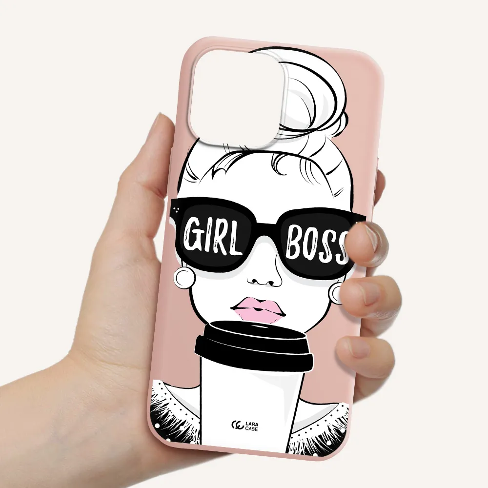 Girl Boss Apple iPhone 13 Pro Max Silicone pastel pink Case