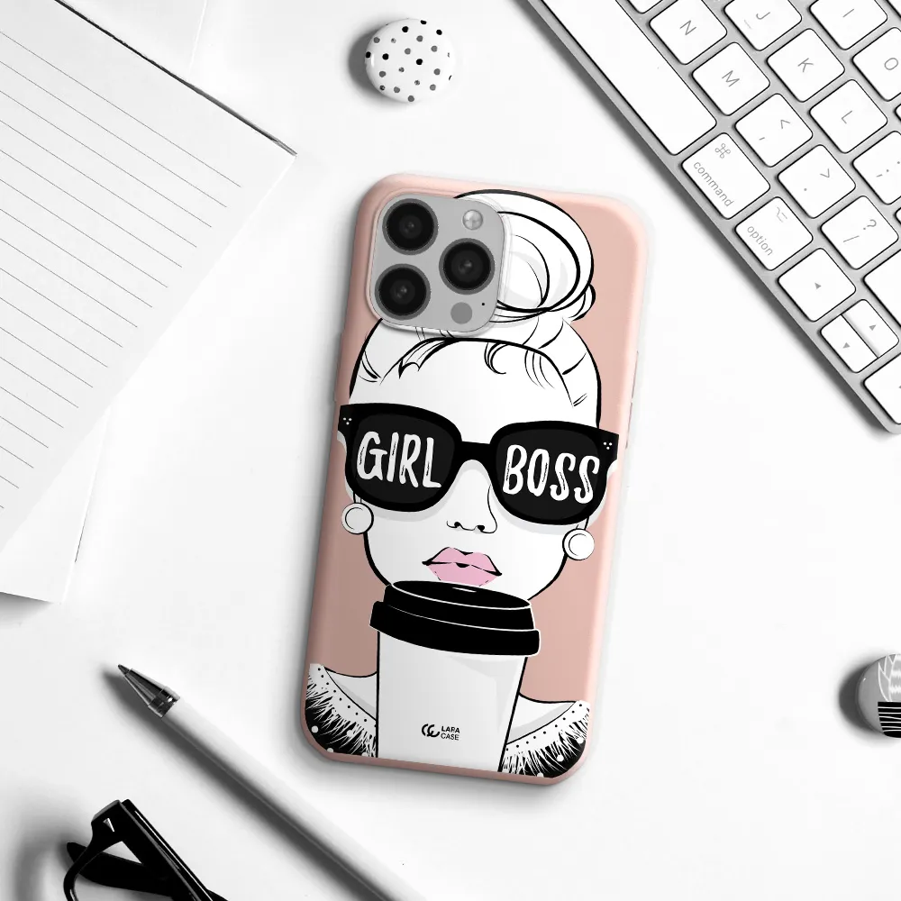 Girl Boss Apple iPhone 13 Pro Max Silicone pastel pink Case