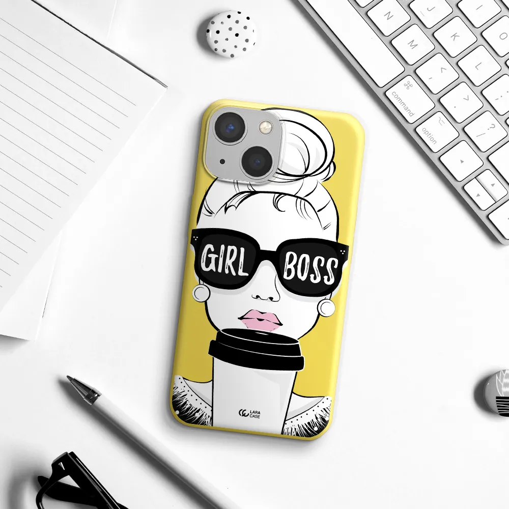 Girl Boss Apple iPhone 13 Silicone canary yellow Case