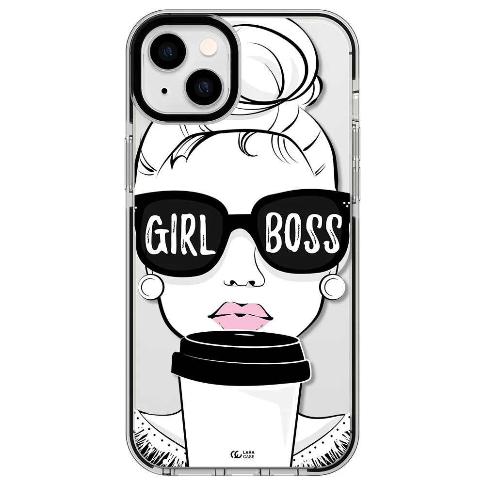 Girl Boss Apple iPhone 14 plus impact black border Case