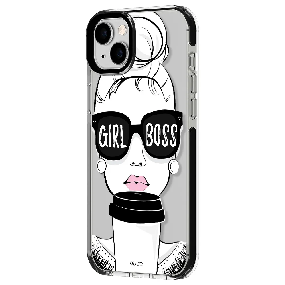 Girl Boss Apple iPhone 14 plus impact black border Case