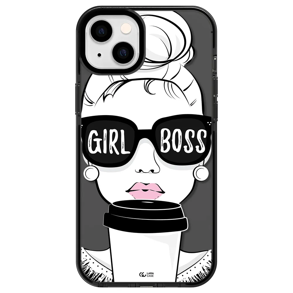 Girl Boss Apple iPhone 14 plus impact Smoke Black Case