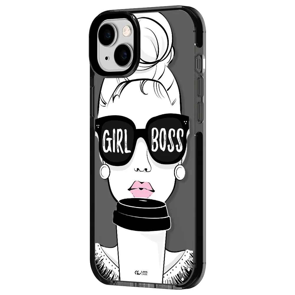 Girl Boss Apple iPhone 14 plus impact Smoke Black Case