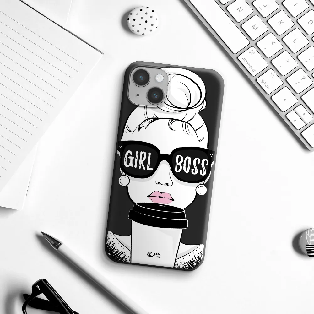 Girl Boss Apple iPhone 14 plus Silicone black Case