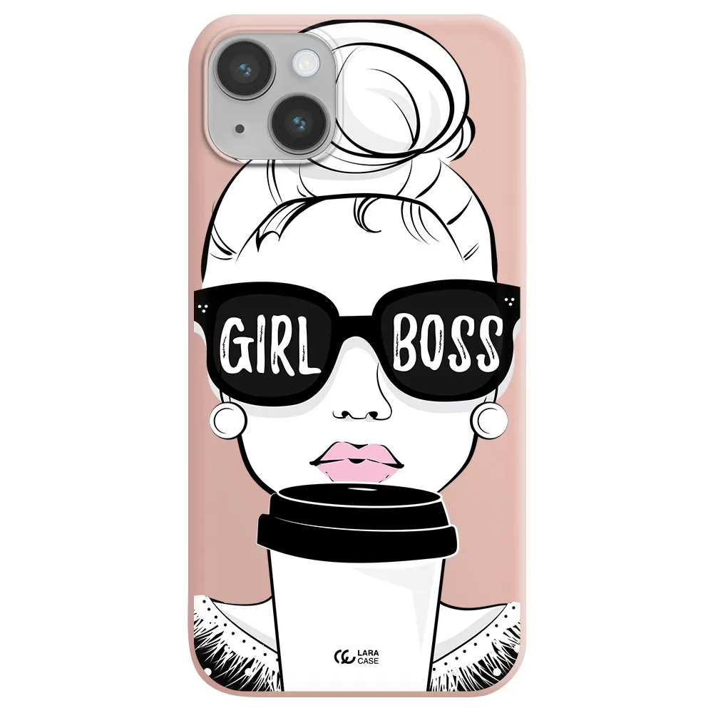 Girl Boss Apple iPhone 14 plus Silicone pastel pink Case