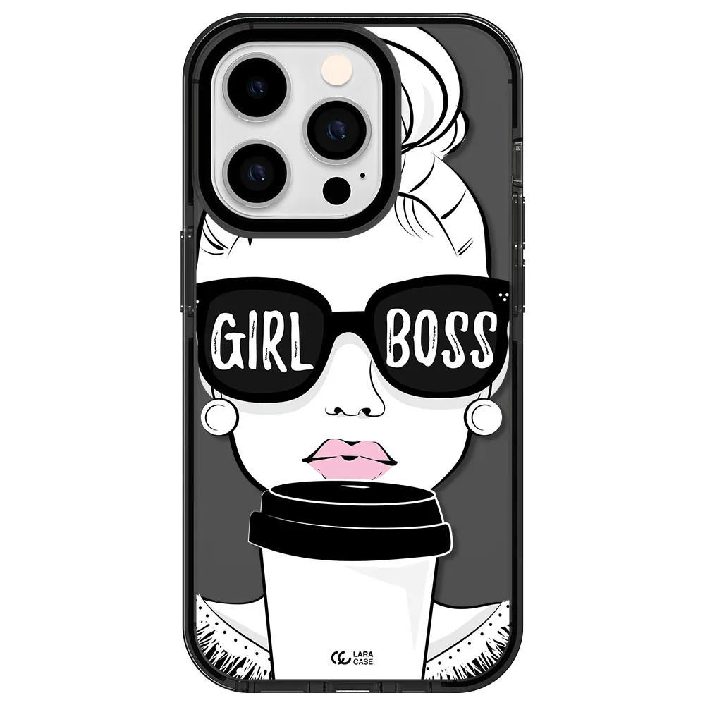 Girl Boss Apple iPhone 14 pro impact Smoke Black Case