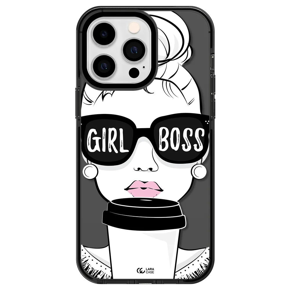 Girl Boss Apple iPhone 14 pro max impact Smoke Black Case